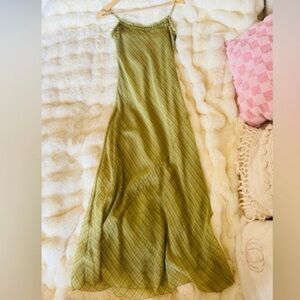 Reformation Imara Dress In Green Check, brand new without tags, never worn.